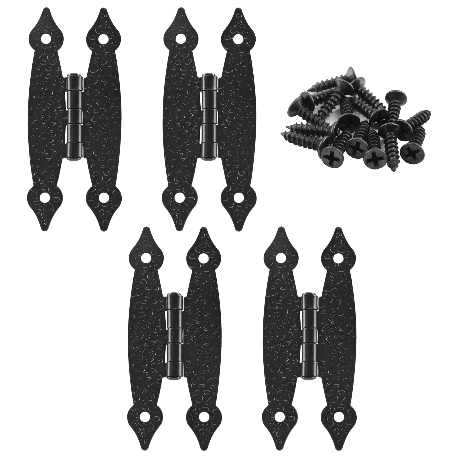 Photo 1 of Murtenze 4 Pack 3.5 Inch Black Antique H Hinges Cold Rolled Steel Cabinet Hinge Flat Hinges Flush Mount Door Hinges Decorative Hinges for Cabinet Drawer Jewelry Box