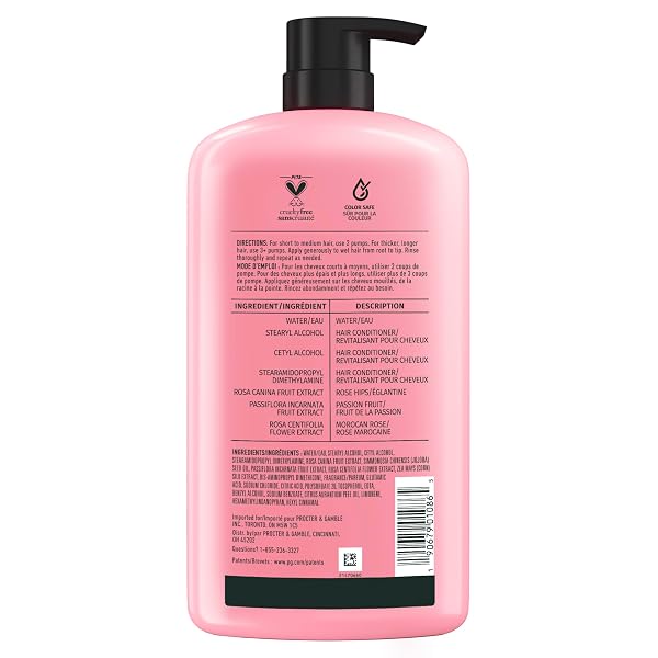 HERBAL ESSENCES CONDITIONER, ROSE HIPS + PASSIONFRUIT – SMOOTH COLLECTION, SHINY HAIR WITH VITAMIN E & JOJOBA, SAFE FOR COLOR TREATED HAIR, FLORAL SCENT, CRUELTY-FREE, DERMATOLOGIST-TESTED, 29.2 FL OZ