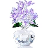 Arikyrist Crystal Purple Daisy Figurine Gifts for Women Friends Glass Daisy Flowers for Home Office Tabletop Centerpieces Decor