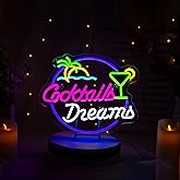 Roouneon Cocktails and Dreams Neon Sign for Wall Decor Cocktails and Dreams Signs with Dimmable LED Neon Signs Beer Bar Neon Light Sign