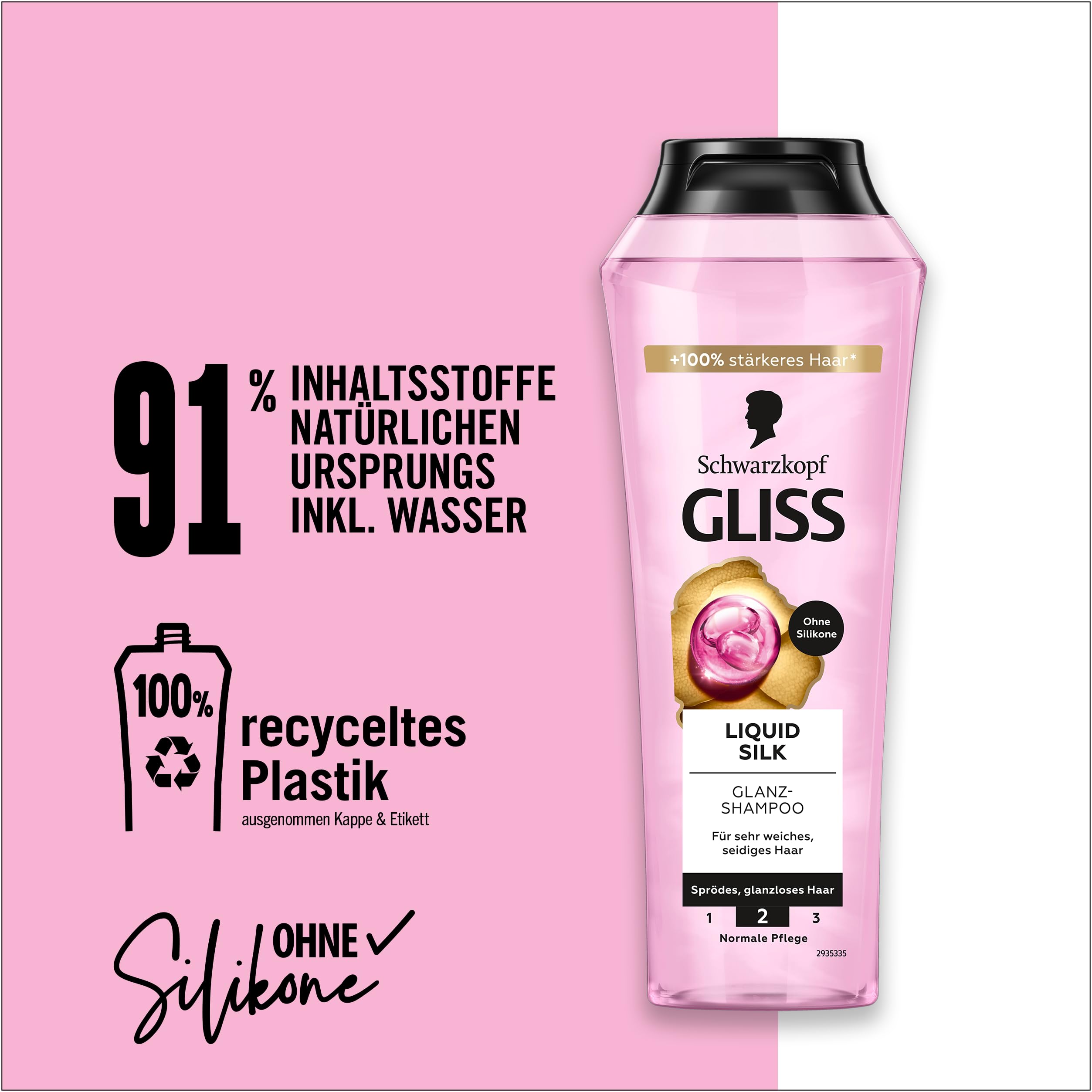 Gliss Shampoo Liquid Silk (250 ml) Haarshampoo mit Ceramiden & Seide, Glanz-Shampoo für sprödes und stumpfes Haar glättet die Haaroberfläche 8