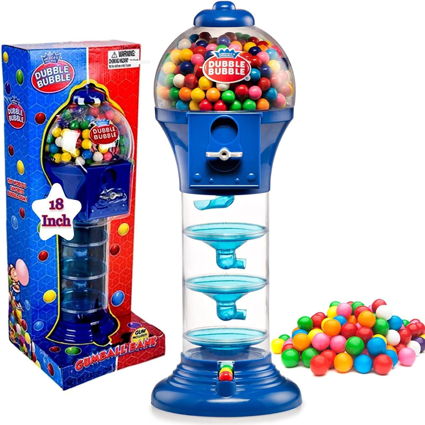 Playo 18" Big Spiral Gumball Machine for Kids Includes Aprox 113 Gum Balls Kids Dubble