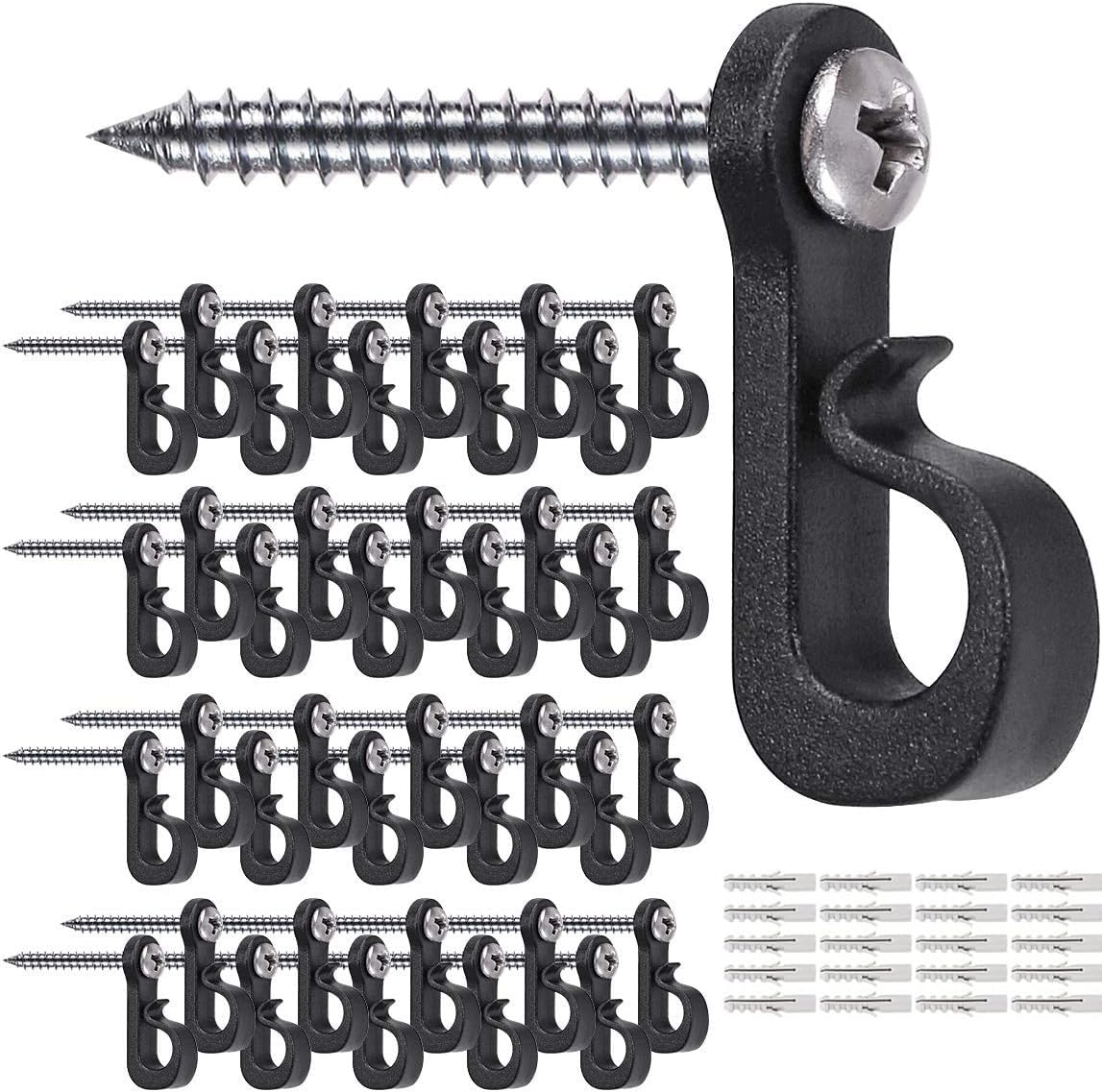 SELEWARE Pack of 40 Q-Hanger, Home Christmas Lights Hanger Hooks with Phillips Screw for Garage New Year Party Outdoor Easy Release Wire and Fairy Led Lights, Widthwise Screw