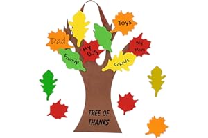 4E's Novelty Thankful Tree Craft Kit 12-Pack, Foam, Self-Adhesive - 11” Tree of Thanks, Thanksgiving Tree Craft, Ideal for Fall Crafts for Kids 4-8, Perfect Gratitude Tree Kit with Leaves to Write On