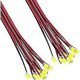 DiCUNO 20pcs Pre-Wired SMD 0805 Light Emitting Diodes, 6.3" Wire, White | Pre-soldered Micro LED, Light Emitting Diode LED for DIY Lighting Projects, Science Circuit Experiments, Signal Indicators
