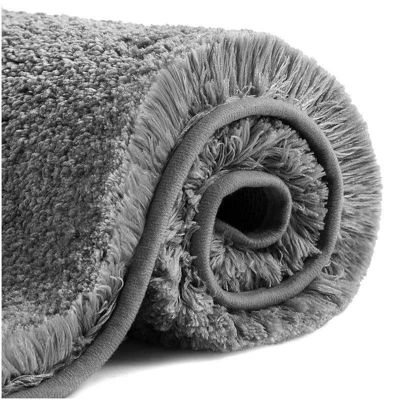 Non Slip Bath Mat Thickened Bath Rug for Bathroom Absorbent Ultra Soft Bathroom Mat Rug Fluffy Microfiber Bedside Rug Carpet Floor Mat, Quick-drying, Machine Washable - 40 x 60cm (Dark Gray) — image 1