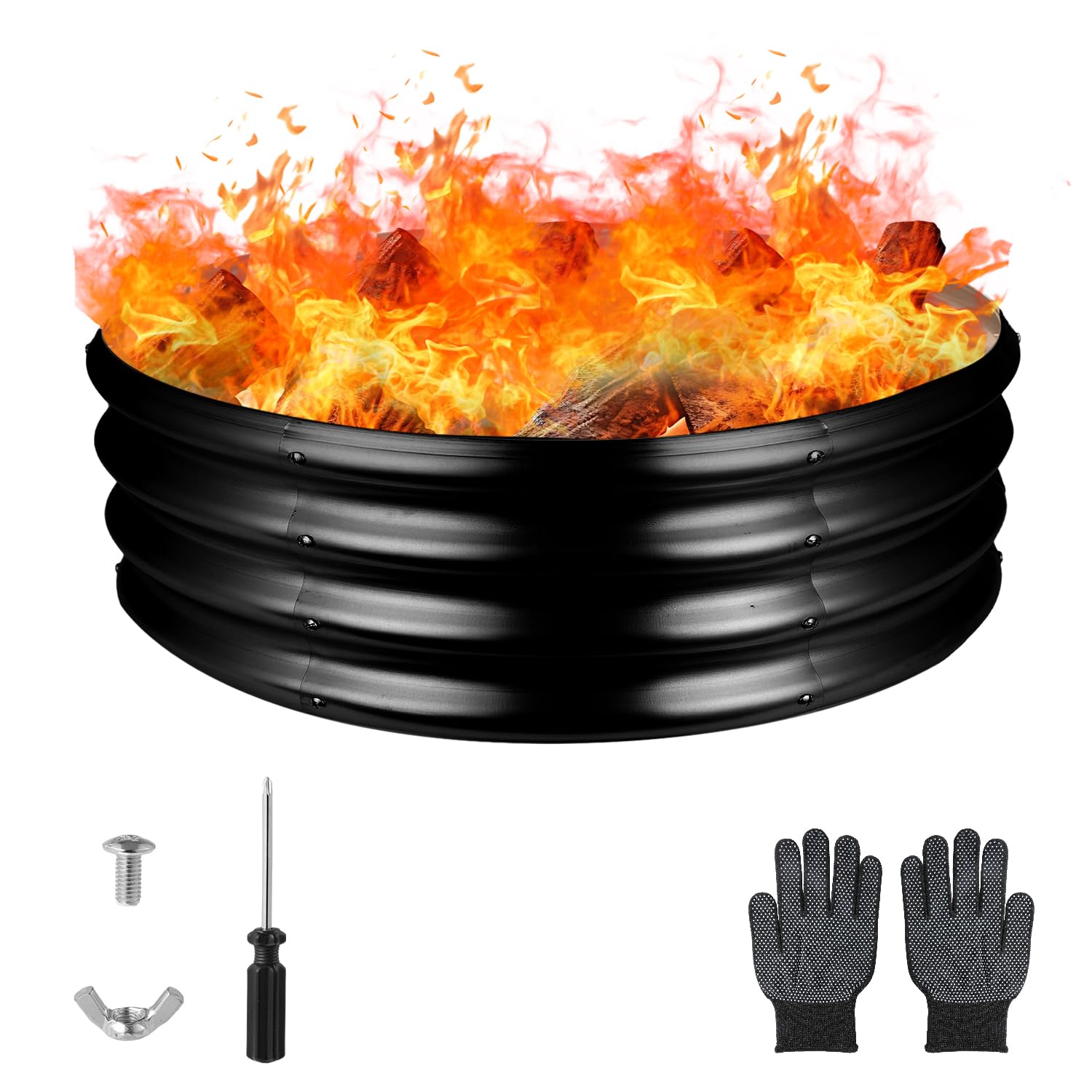Raynesys 36 Inch Round Galvanized Fire Pit