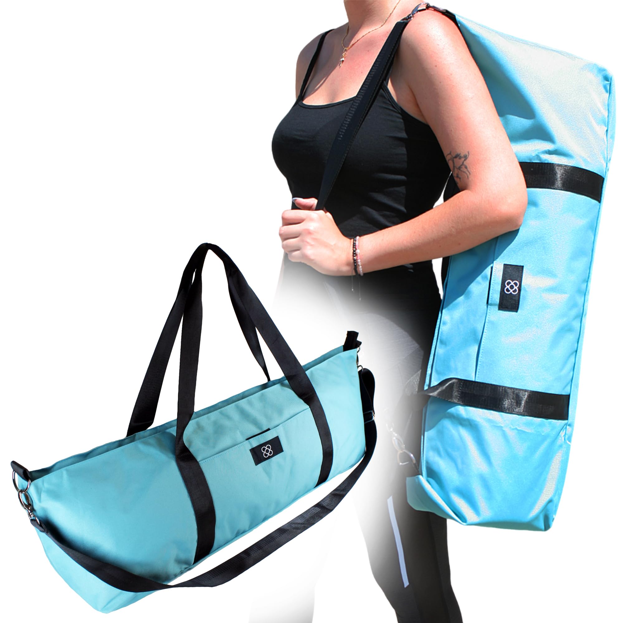 DOJA Barcelona Yoga Mat Bag Large XXL Durable - Turquoise Blue - Yoga Gym Bag and Pilates Bag with Integrated Pockets, Spacious Interior, Carry Handles and Adjustable Shoulder Strap for Easy Transport
