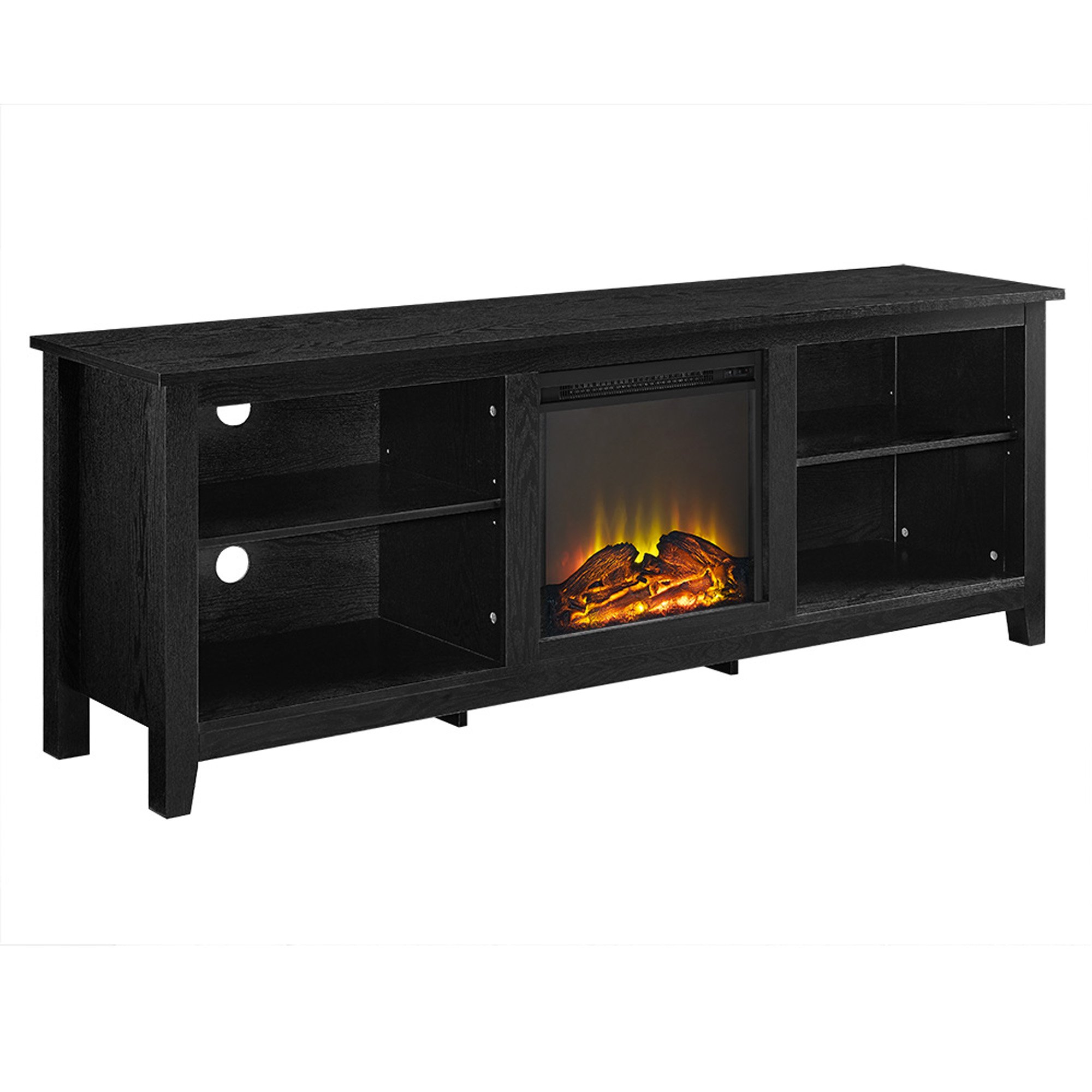 Photo 1 of ** BRAND NEW ITEM** Walker Edison Wren Classic 4 Cubby Fireplace TV Stand for TVs up to 80 Inches, 70 Inch, Black