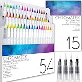 CHROMATEK Watercolour Brush Pen Set 54 50 Colors with Tutorial Pad & Video
