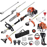 VEVOR 52CC 6-in-1 Multi-Functional Trimming Tools, Gas Hedge Trimmer, Weed Eater, String Trimmer, Brush Cutter, Edger, Pole S