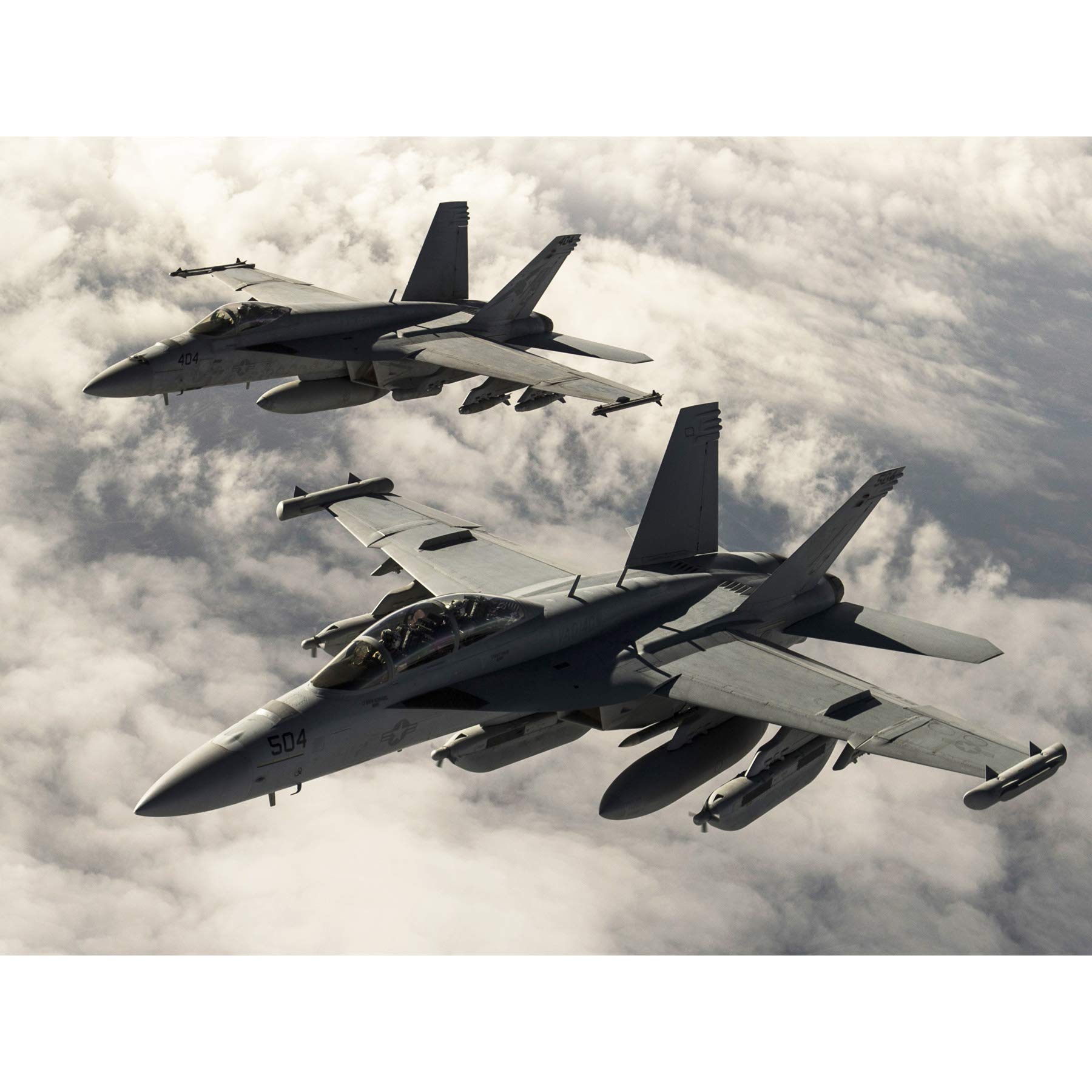 Hook Military USA USAF F-18 Hornet Jet Fighters Photo Premium Wall Art Canvas Print 18X24 Inch