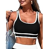 Bikini Tops for Women Sport Bra Swimsuit Top Color Block Push Up Padded Bathing Suit Top Cropped Tankini Tops Only