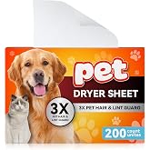 Heigble Pet Hair Remover for Laundry, Lint Dryer Sheets, 3 X Pet Hair Fighters, Reduces Static, Adds Softness(Unscented,200 Count)