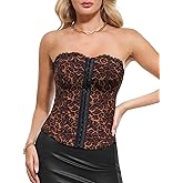 Popilush Corset Tops for Women - Shapewear Lace Top Detachable Strap Bustier with Buckle Summer Splash