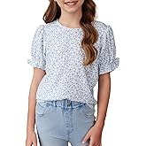 blibean Tween Girls 2024 Boho Floral Puff Sleeve Shirt Size 6-15 Years