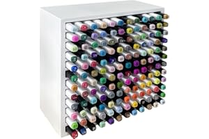 MinBoo Bamboo Art Supply Storage Rack - Wooden Marker Organizer for 144 Markers, Pens, Colored Pencils, Paint Brushes (White)