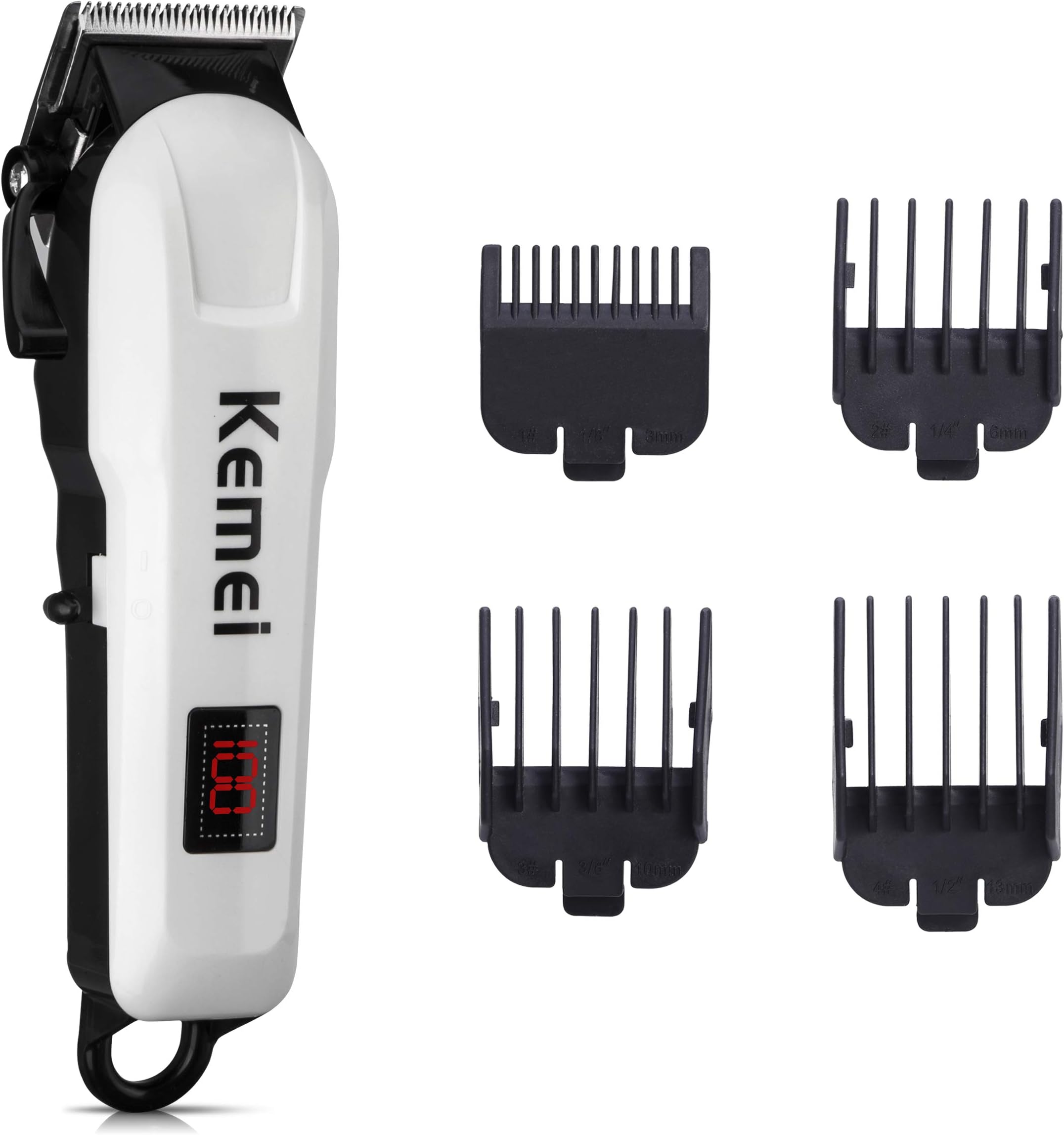 KILINO Hair Clipper for Men Cordless Trimmer, LED Display, Haircut Kit with 4 Guide Combs for Quick Cut, Rechargeable with Stainless Steel Blades