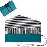 HERCHR Crochet Hook Case Holder Organizer, Portable Roll up Crochet Hook Organizer Oxford Cloth Knitting Needle Case with Clasp for Straight and Circular Needles, 10.43x13.38 Inches Unfolded