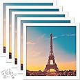 icariery 12x12 Picture Frame Set of 5, White Square Photo Frames High Transparent Wall Gallery Desktop Horizontal Vertical for Canvas Collage Photo Poster Certificate 12 x 12 inches