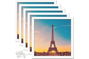icariery 14x14 Picture Frame Set of 5, White Square Photo Frames High Transparent Wall Gallery Desktop Horizontal Vertical for Canvas Collage Photo Poster Certificate 14 x 14 inches