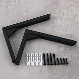 Mooche 2Pcs Heavy Duty Shelf Brackets 6 Inch Black Stainless Steel Triangle view 8