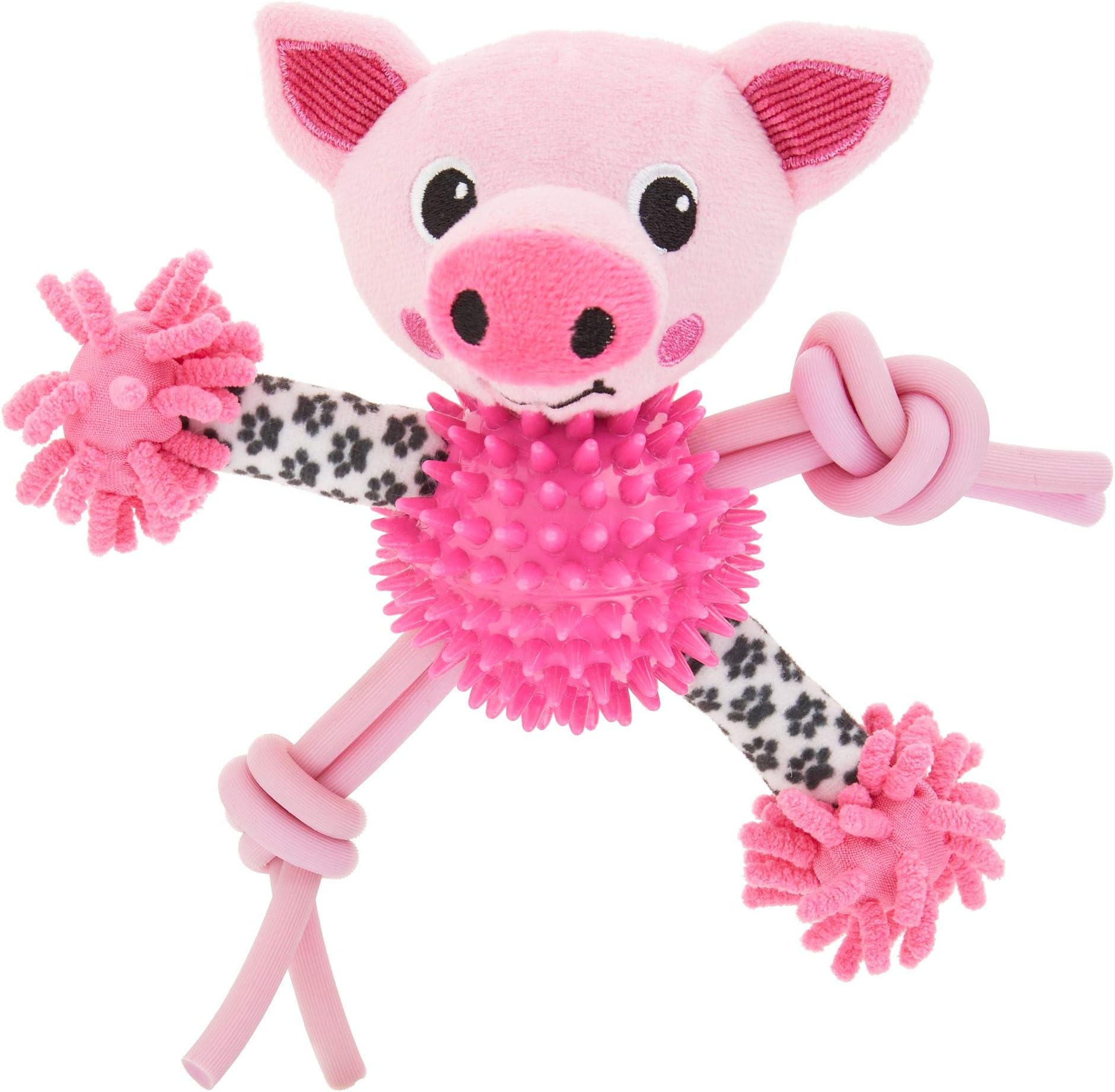 TOP PAW Pink Pig Plush Squeaker Noodle Dog Toy ~Small~