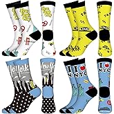 Skicuff 8 Pairs New York Crew Socks Colorful Funny Travel & Cities Souvenir Nyc City Socks for Birthday Christmas Men Women Gifts