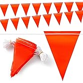 Safety Warning [Enhanced Density] Pennant Banner Flag Sign – 105FT OSHA High Visibility,11 * 7 Inches Colored Triangle Signs for Construction Zones, Roadwork, and Hazard Areas(ORANGE,80PCS,105FT)