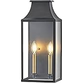 18"Medium Classic Outdoor Wall Lantern Light For House Exterior,Handcrafted Satin Black Metal Cage Mounted Pocket Wall Sconce