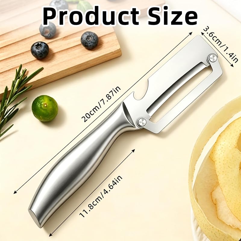 Descascador de legumes em aço inoxidável, descascador profissional de fruta com pega antiderrapante para batatas, maçãs e cenouras, 1 peça