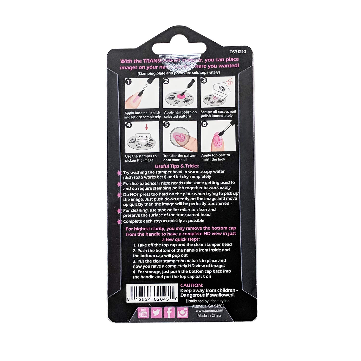 PUEEN 35mm HD Chunky Transparent Soft Stamper and Scraper Set - Nail Art - Stamping Tools - CLEAR - BH000706 : Beauty