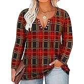 TIYOMI Plus Size Tops for Women Long Sleeve Shirts V Neck Sexy Eyelet Tee Fall Winter Blouse XL-5XL (14W-28W)