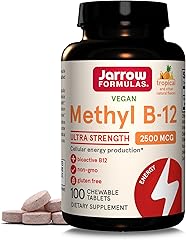 Jarrow Formulas Ultra Strength Methyl B-12, Dietary Supplement for Cellular Energy Production, 100 Tropical-Flavored Chewable
