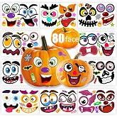 80 Packs Pumpkin Decorating Kit - Make Pumpkin Face Stickers in 20 Designs | Halloween Stickers for Kids Party Favors & Trick or Treat Supplies