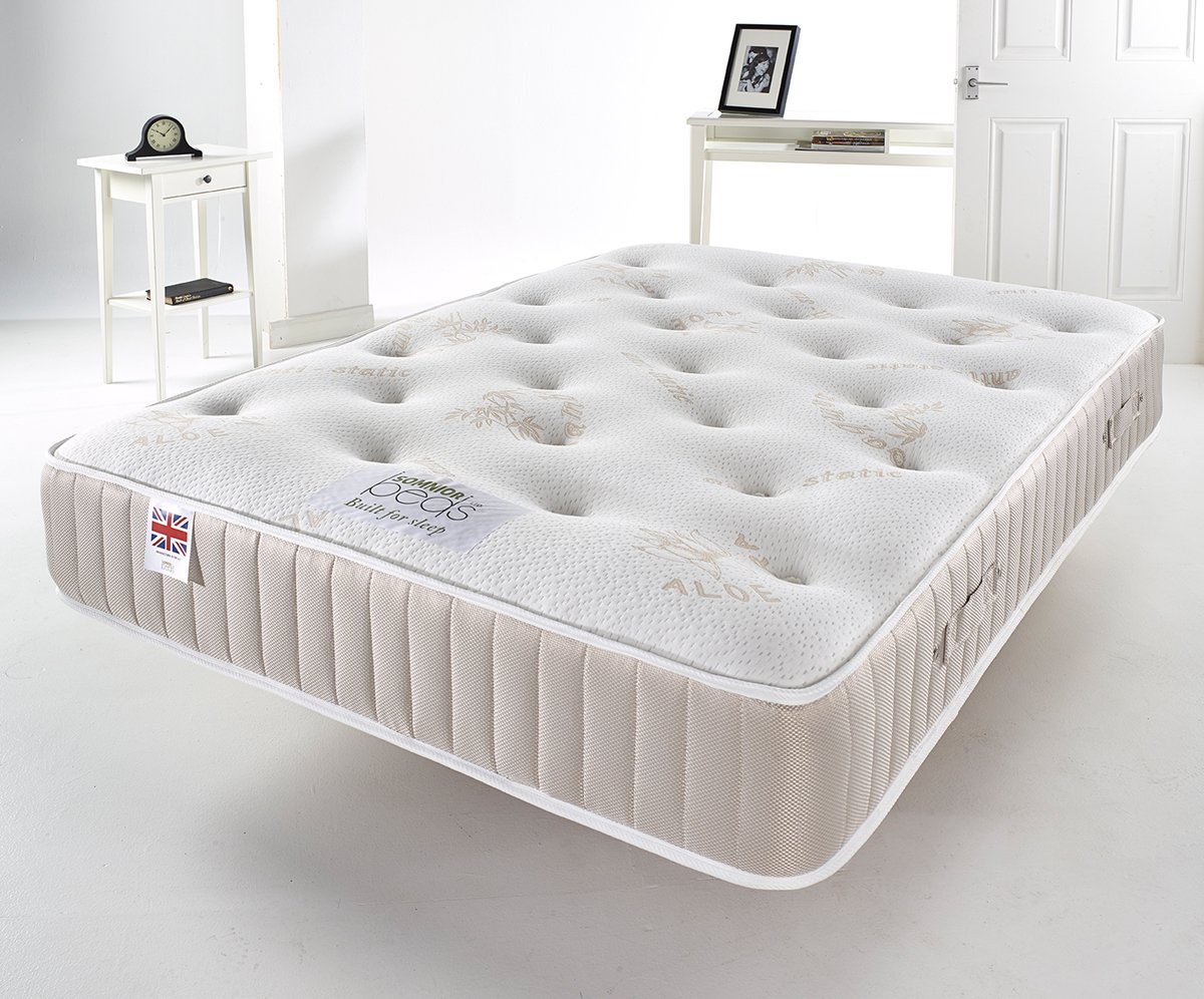 Aloe Vera Mattress Sprung Memory Foam Mattress, Silk, White, 25 cm, Double