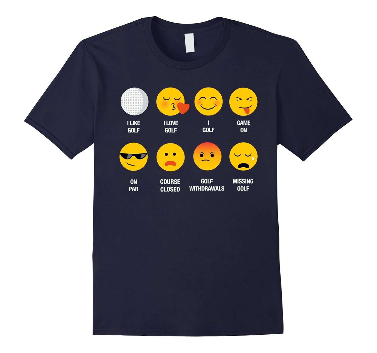 I Love Golf Emoji Emoticons Graphic Tee T-shirt-ANZ