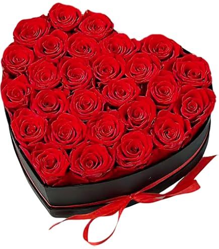 MAMAMIKO プリザーブドフラワー ギフトボックス Amazon.com: MAMAMIKO 27 Preserved Roses in Heart Shape Gift Box