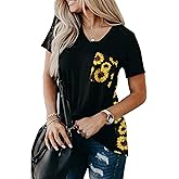 Blooming Jelly Women's Leopard Print Tops Loose V Neck Shirts Short Sleeve Blouses with Pocket