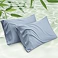 Bedsure Cooling Pillow Cases Queen Size Set of 2, Rayon Derived from Bamboo Cooling Pillowcases for Hot Sleepers, Cool Pillow Covers with Envelope Closure for Women Men Kids, Grey Blue, 20x30 Inches