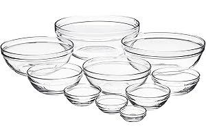 Anchor Hocking 10 Piece Mixing Bowl Set, Nesting Serving Bowls & Mixing Bowls (1 oz, 2 oz, 4 oz, 6 oz, 10 oz, 16 oz, 1 Qt, 1.5 Qt, 2.5 Qt, 3.5 Qt)
