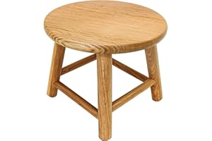 CONSDAN 9-Inch Round Step Stool for Adults & Kids, USA Grown Solid Oak Hardwood, Sturdy Small Foot Stool for Kitchen, Bedroom, Bathroom, Shoe Changing, Plant Stand, Fully Assembled (Natural)