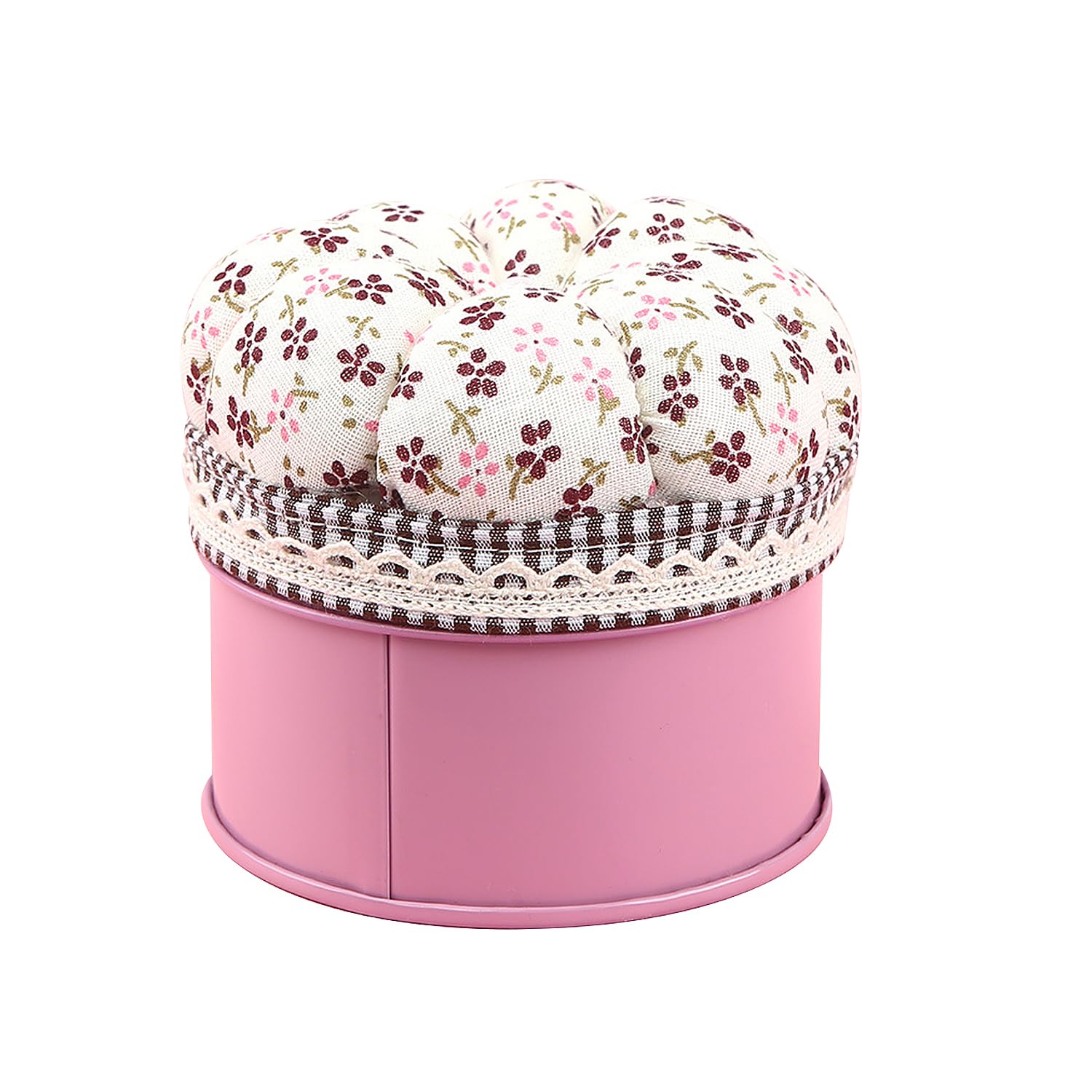 Lezevn Pumpkin Shaped Pin Cushion with Storage Box Tinplate Box Needle Cushion Sewing Crafts Accessory Stitch Needlework Supplies(White)