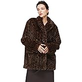 BEAUZSUZSANA Leopard Print Faux Fur Coat Luxurious Long Sleeve Jacket with Pockets Winter Party Blazer Evening Out Coat
