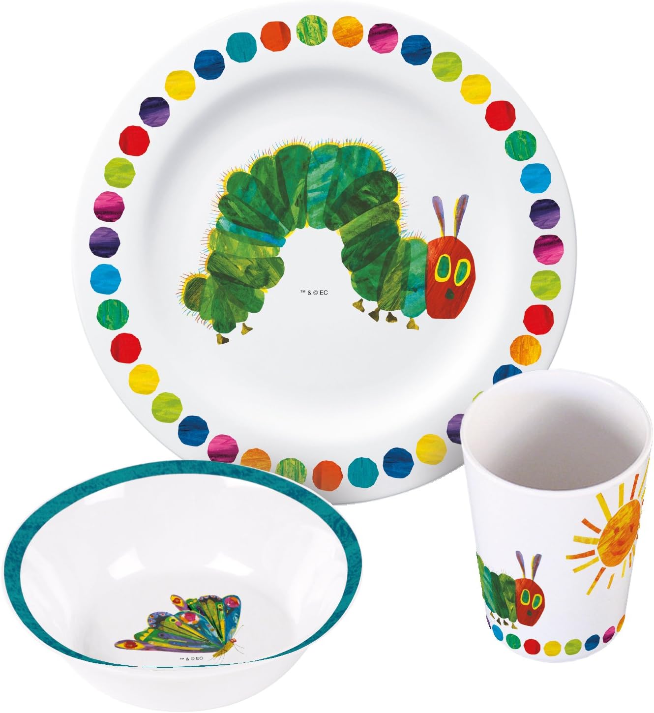 Raupe Nimmersatt The Very Hungry Caterpillar 12517 Breakfast Set Melamine Dish Set of 3 – Multicoloured, 23 x 8.5 x 21 cm