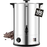 Rigstne Commercial Coffee Urn, 50 Cup Coffee Maker, Hot Water Dispenser | 1500W Quick Brew in 30 Mins, 304 Double Stainless Steel, No BPA, Temp Control, 15L Hot Beverage Percolator for Events, Party