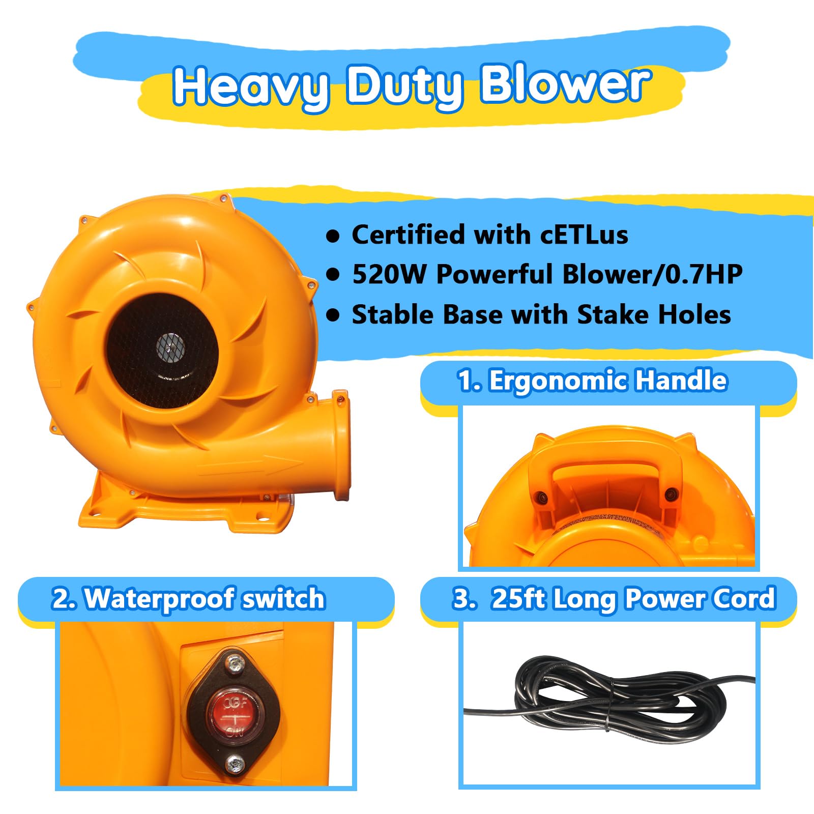 Causeair Big Inflatable Bounce House for Party Fun,15ft x 14.8ft,Double Basketball Hoop,Throw Ball Game,Reinforced PVC Bounce Floor,Jumping Bouncy Castle Holds 6 Kids