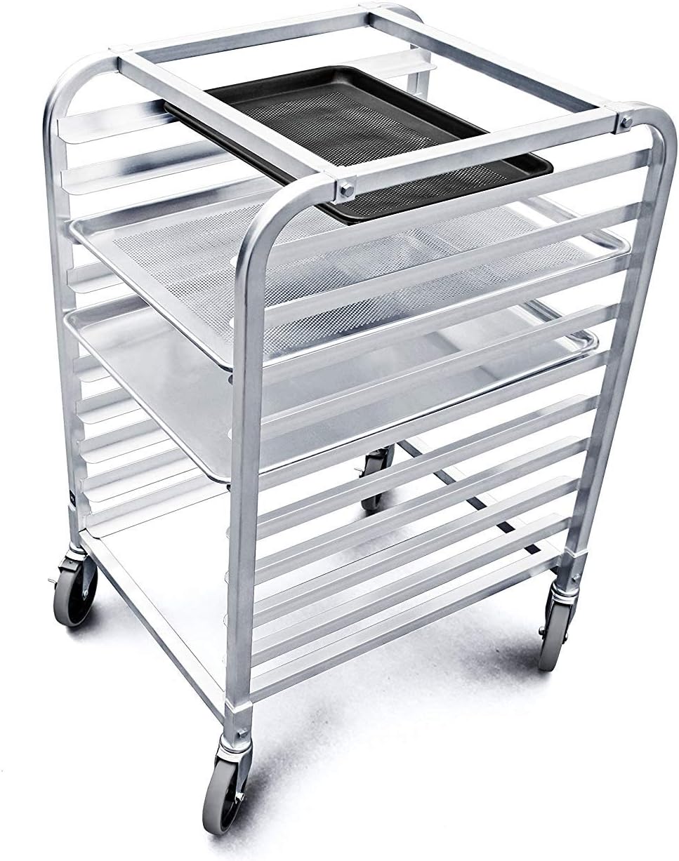 New Star Foodservice 36510 Commercial-Grade Aluminum 10-Tier Sheet Pan/Bun Pan Rack, 26" L x 20" W x 38" H with Brake Wheels: Home & Kitchen