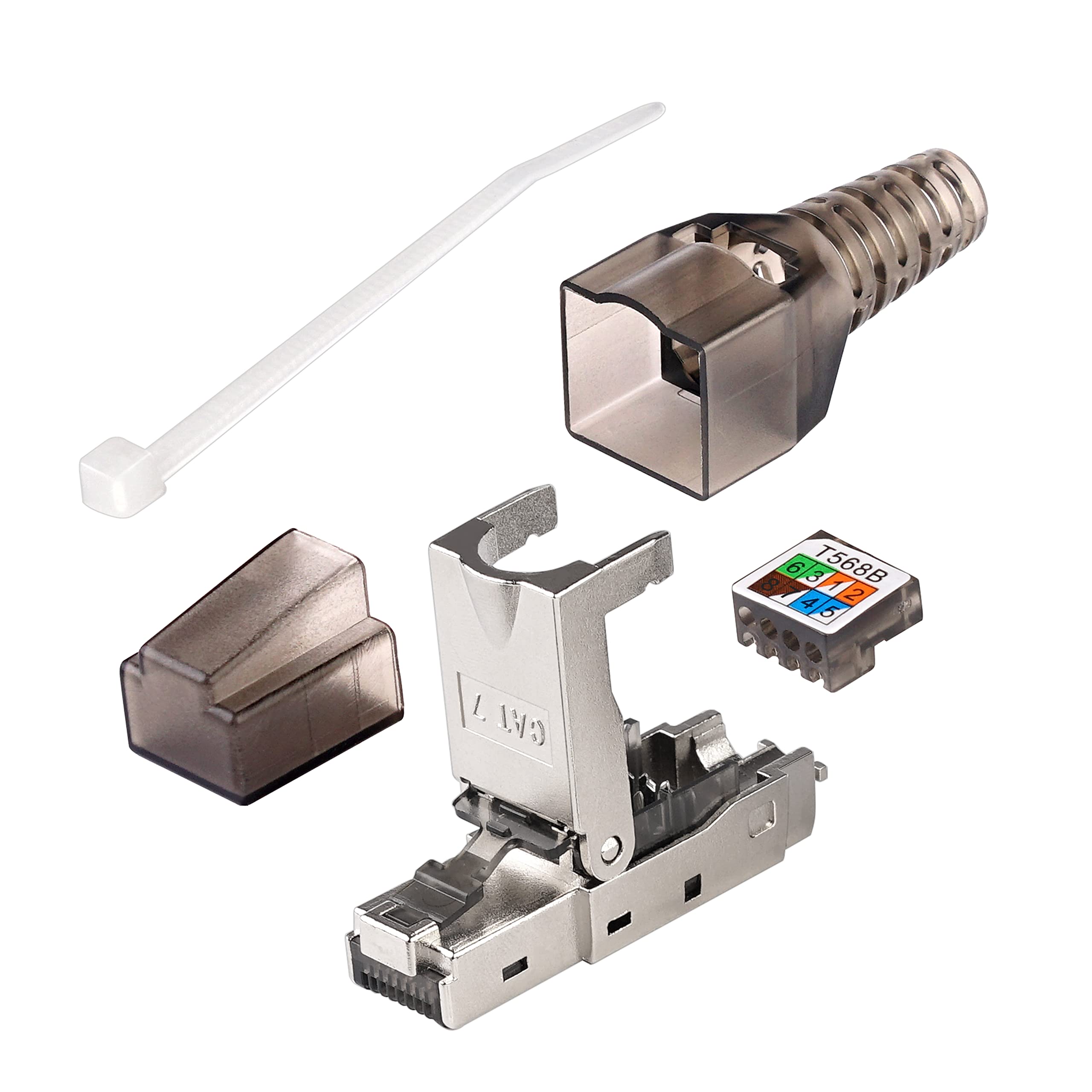 KUYIA CAT6A CAT7 Tool Free RJ45 Network Connector, Network Plug Toolless for Installation Cable,Shielded Tool Toolless Modular Plug (1PACK)