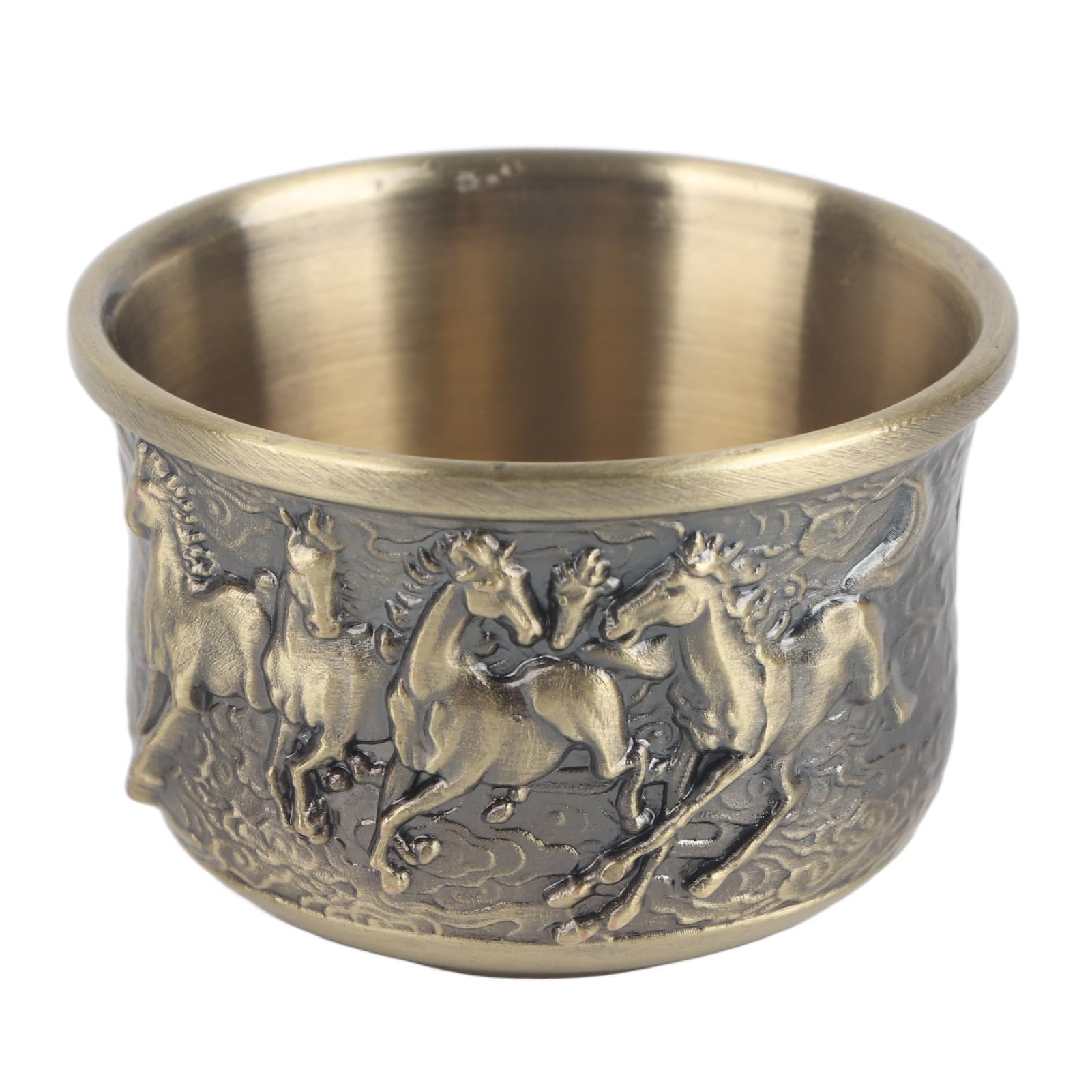 Tomotato Retro Horse Embossed Bronze Chalice Cup, Medieval Style Tin Alloy Wine Goblet for Home Bar